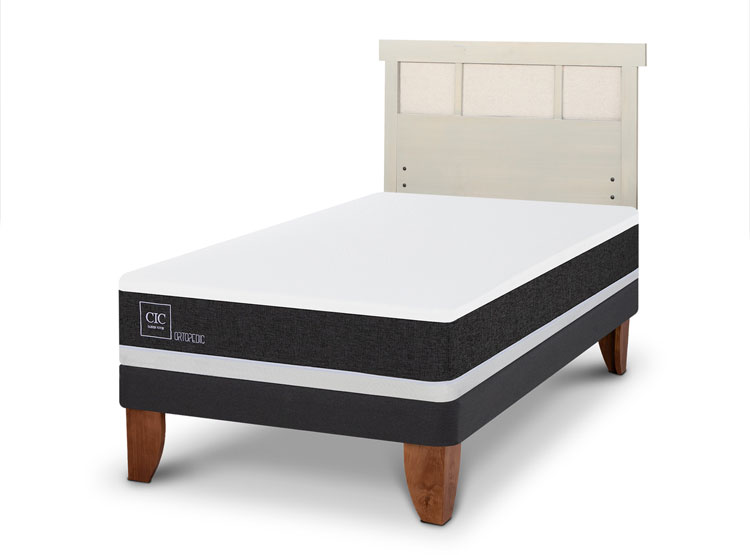 JUEGO DE DORMITORIO CIC CAMA EUROPEA ORTOPEDIC 1.5 PLAZAS + RESPALDO DUBLIN ALPINO - 2