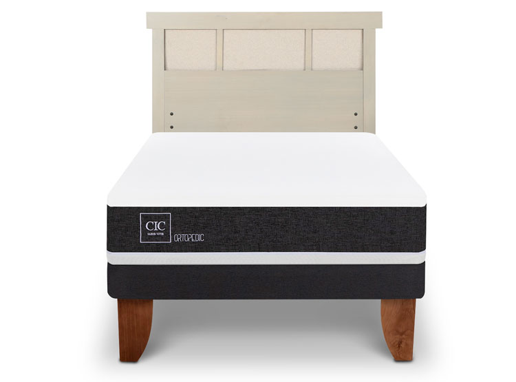 JUEGO DE DORMITORIO CIC CAMA EUROPEA ORTOPEDIC 1.5 PLAZAS + RESPALDO DUBLIN ALPINO - 1
