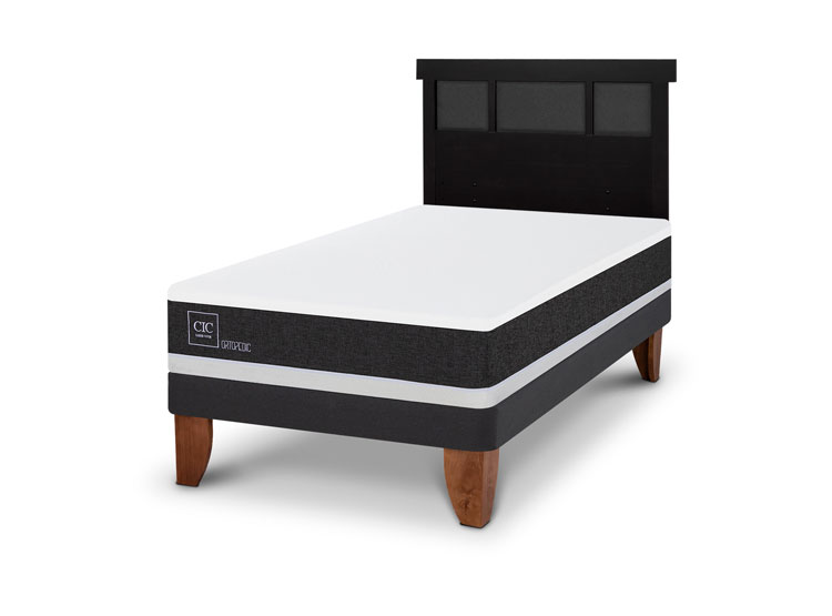 JUEGO DE DORMITORIO CIC CAMA EUROPEA ORTOPEDIC 1.5 PLAZAS + RESPALDO DUBLIN NEGRO - 2