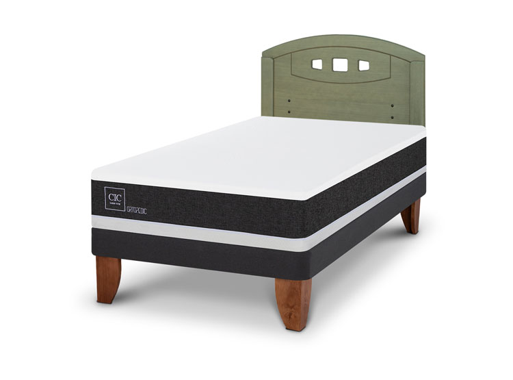 JUEGO DE DORMITORIO CIC CAMA EUROPEA ORTOPEDIC 1.5 PLAZAS + RESPALDO GALES OLIVO - 2