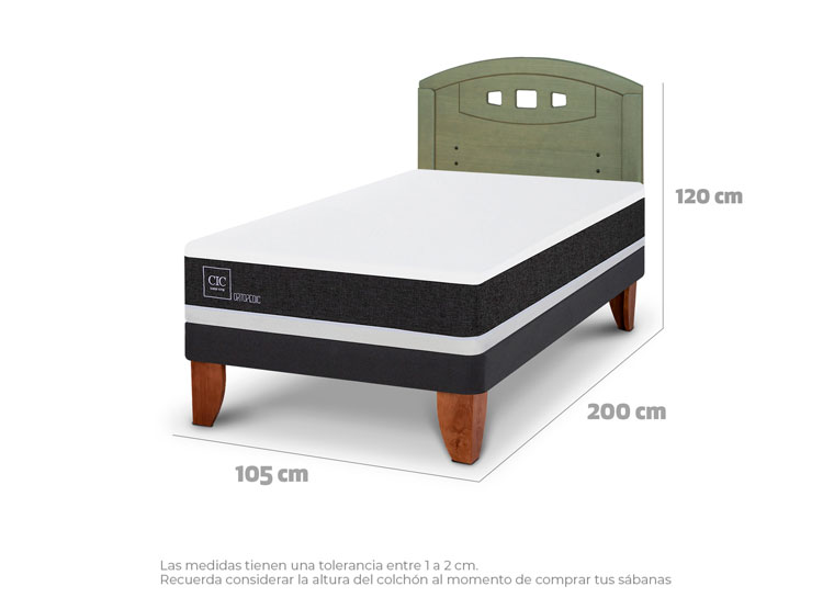 JUEGO DE DORMITORIO CIC CAMA EUROPEA ORTOPEDIC 1.5 PLAZAS + RESPALDO GALES OLIVO - 9