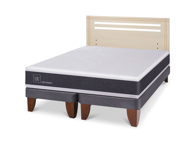 JUEGO DE DORMITORIO CIC CAMA EUROPEA ORTOPEDIC BD 2 PLAZAS + RESPALDO DUBLIN ALPINO - 2