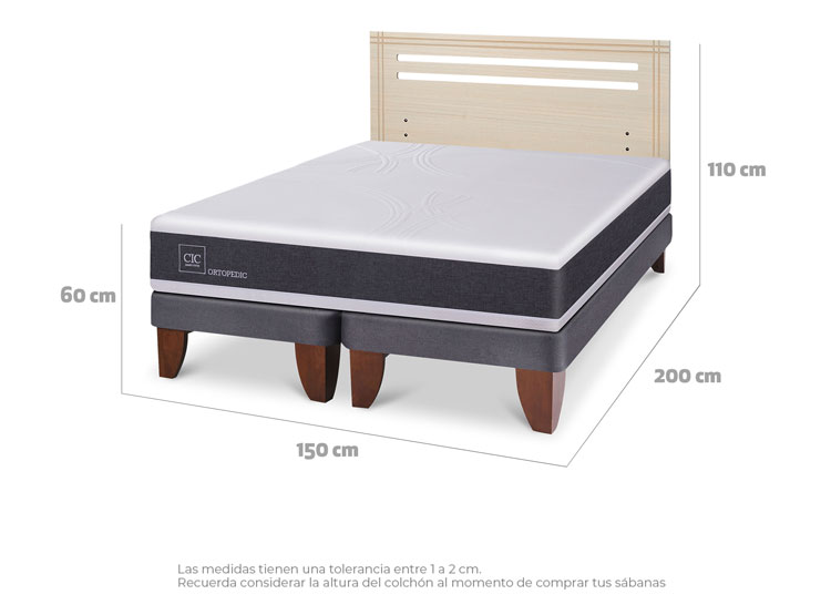 JUEGO DE DORMITORIO CIC CAMA EUROPEA ORTOPEDIC BD 2 PLAZAS + RESPALDO DUBLIN ALPINO - 7