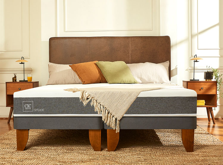 JUEGO DE DORMITORIO CIC CAMA EUROPEA ORTOPEDIC BD 2 PLAZAS + RESPALDO DUBLIN ALPINO - 8