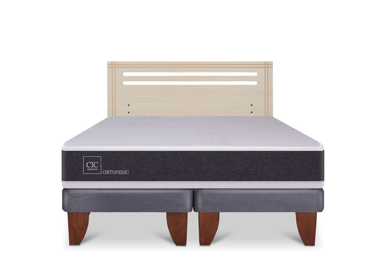 JUEGO DE DORMITORIO CIC CAMA EUROPEA ORTOPEDIC BD 2 PLAZAS + RESPALDO DUBLIN ALPINO - 1