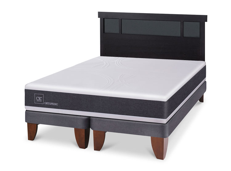 JUEGO DE DORMITORIO CIC CAMA EUROPEA ORTOPEDIC BD 2 PLAZAS + RESPALDO DUBLIN NEGRO - 2