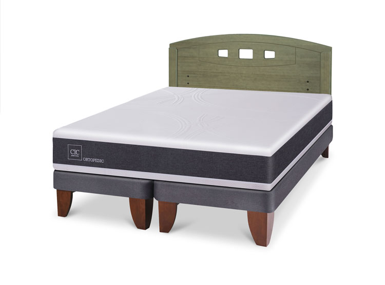JUEGO DE DORMITORIO CIC CAMA EUROPEA ORTOPEDIC BD 2 PLAZAS + RESPALDO GALES OLIVO - 2