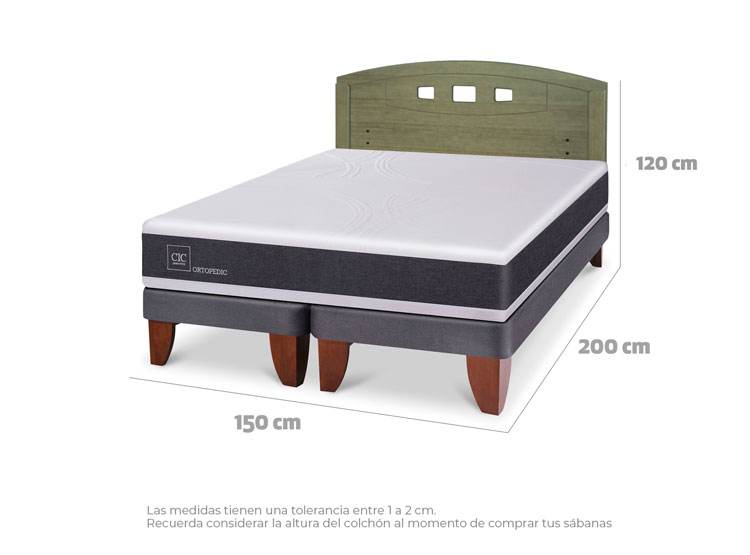 JUEGO DE DORMITORIO CIC CAMA EUROPEA ORTOPEDIC BD 2 PLAZAS + RESPALDO GALES OLIVO - 9
