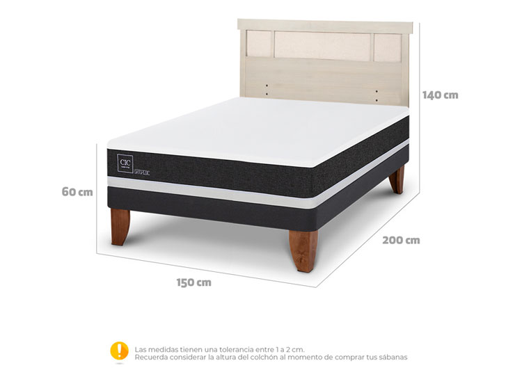 JUEGO DE DORMITORIO CIC CAMA EUROPEA ORTOPEDIC BN 2 PLAZAS + RESPALDO DUBLIN ALPINO - 7