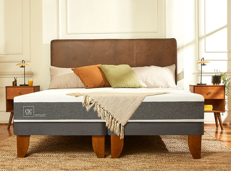 JUEGO DE DORMITORIO CIC CAMA EUROPEA ORTOPEDIC BN 2 PLAZAS + RESPALDO DUBLIN ALPINO - 8