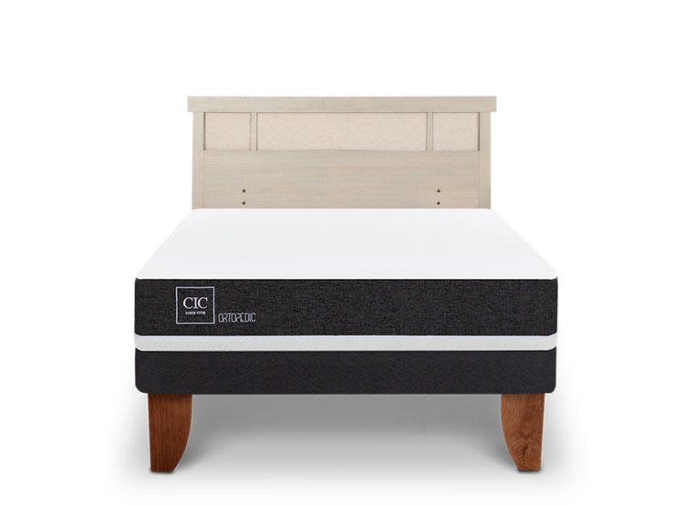 JUEGO DE DORMITORIO CIC CAMA EUROPEA ORTOPEDIC BN 2 PLAZAS + RESPALDO DUBLIN ALPINO - 1
