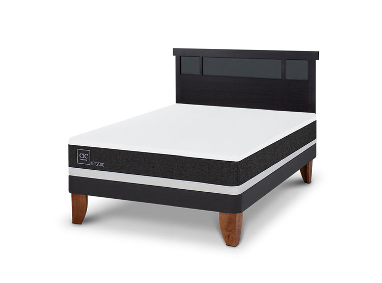 JUEGO DE DORMITORIO CIC CAMA EUROPEA ORTOPEDIC BN 2 PLAZAS + RESPALDO DUBLIN NEGRO - 2