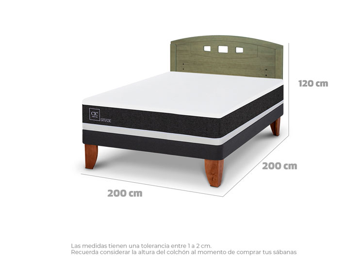 JUEGO DE DORMITORIO CIC CAMA EUROPEA ORTOPEDIC BN 2 PLAZAS + RESPALDO GALES OLIVO - 9