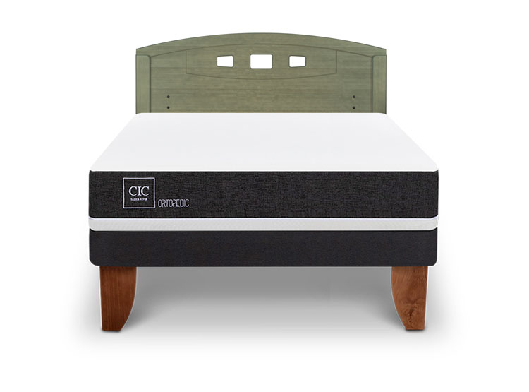 JUEGO DE DORMITORIO CIC CAMA EUROPEA ORTOPEDIC BN 2 PLAZAS + RESPALDO GALES OLIVO - 1
