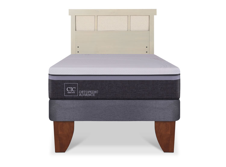 JUEGO DE DORMITORIO CIC CAMA EUROPEA ORTOPEDIC ADVANCE 1.5 PLAZAS + RESPALDO DUBLIN ALPINO - 1