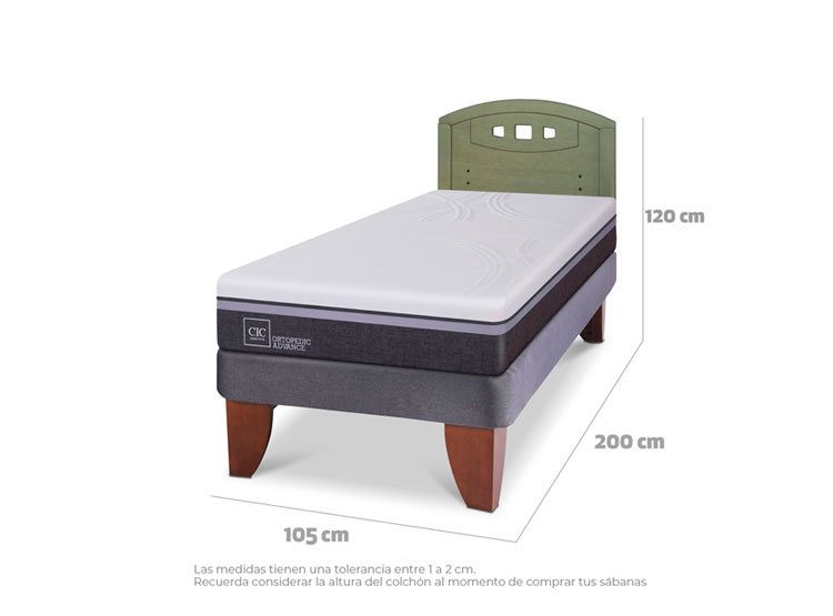 JUEGO DE DORMITORIO CIC CAMA EUROPEA ORTOPEDIC ADVANCE 1.5 PLAZAS + RESPALDO GALES OLIVO - 9