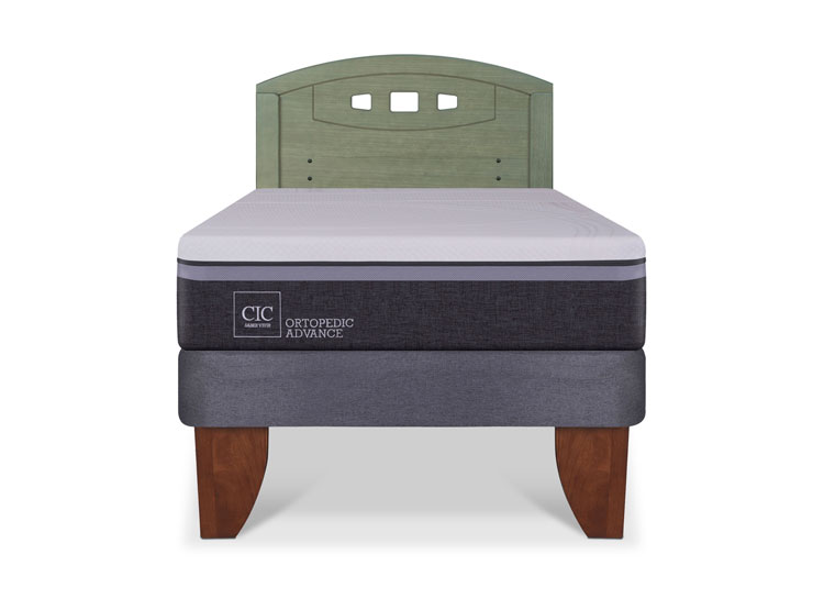 JUEGO DE DORMITORIO CIC CAMA EUROPEA ORTOPEDIC ADVANCE 1.5 PLAZAS + RESPALDO GALES OLIVO - 1