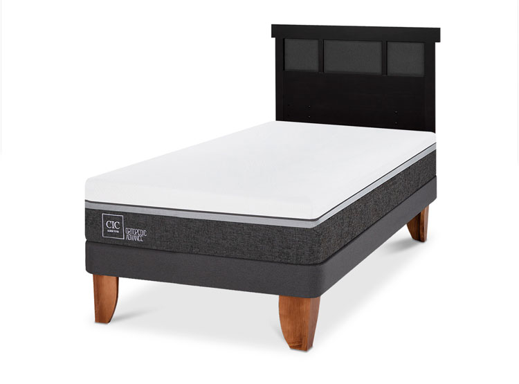 JUEGO DE DORMITORIO CIC CAMA EUROPEA ORTOPEDIC ADVANCE 1.5 PLAZAS + RESPALDO DUBLIN NEGRO - 2