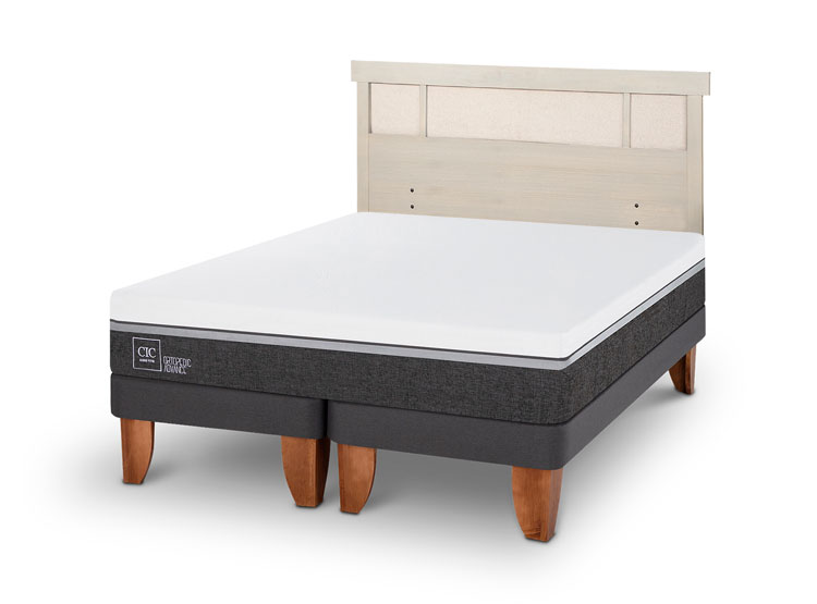 JUEGO DE DORMITORIO CIC CAMA EUROPEA ORTOPEDIC ADVANCE BD 2 PLAZAS + RESPALDO DUBLIN ALPINO - 2