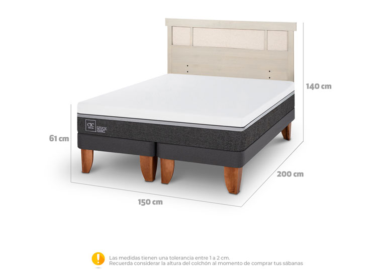 JUEGO DE DORMITORIO CIC CAMA EUROPEA ORTOPEDIC ADVANCE BD 2 PLAZAS + RESPALDO DUBLIN ALPINO - 7