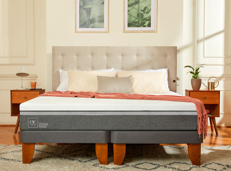 JUEGO DE DORMITORIO CIC CAMA EUROPEA ORTOPEDIC ADVANCE BD 2 PLAZAS + RESPALDO DUBLIN ALPINO - 9