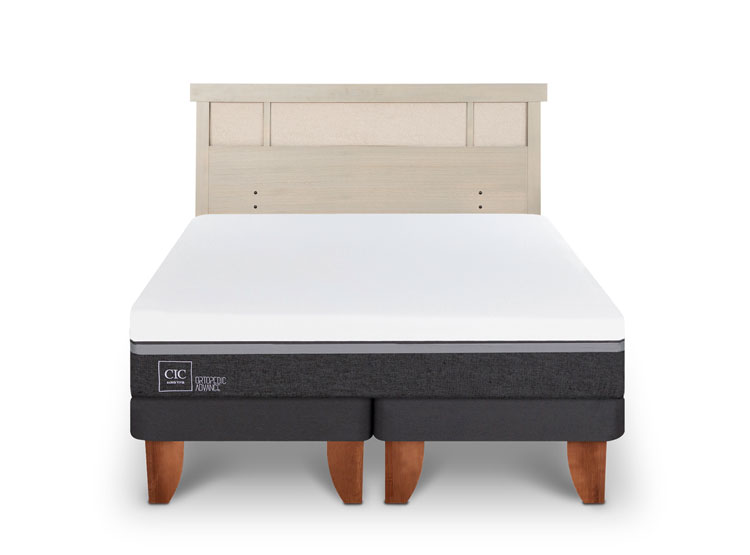 JUEGO DE DORMITORIO CIC CAMA EUROPEA ORTOPEDIC ADVANCE BD 2 PLAZAS + RESPALDO DUBLIN ALPINO - 1
