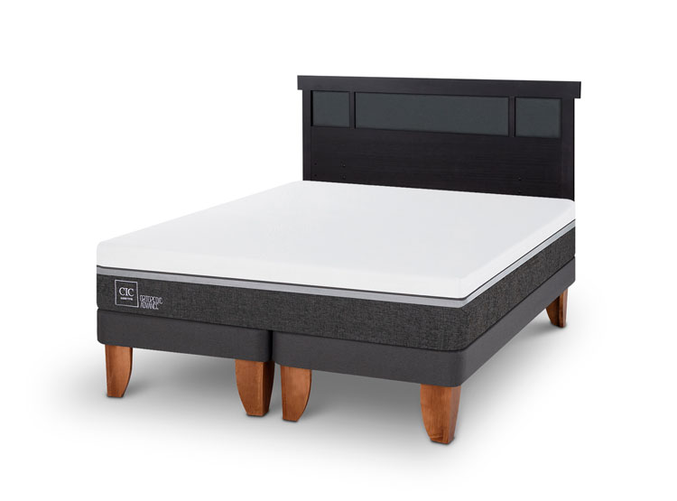 JUEGO DE DORMITORIO CIC CAMA EUROPEA ORTOPEDIC ADVANCE BD 2 PLAZAS + RESPALDO DUBLIN NEGRO - 2