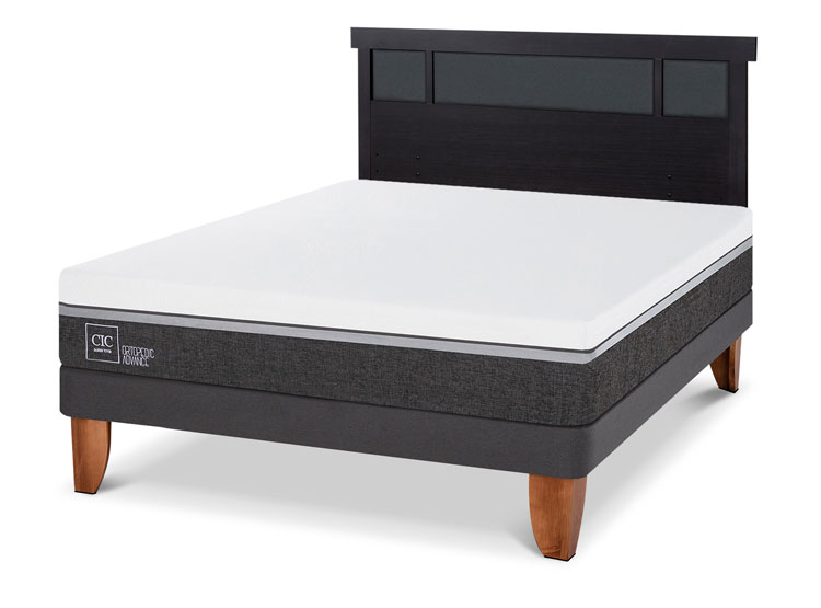 JUEGO DE DORMITORIO CIC CAMA EUROPEA ORTOPEDIC ADVANCE BN 2 PLAZAS + RESPALDO DUBLIN NEGRO - 2