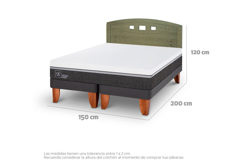 JUEGO DE DORMITORIO CIC CAMA EUROPEA ORTOPEDIC ADVANCE BD 2 PLAZAS + RESPALDO GALES OLIVO - 9