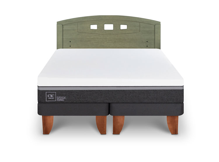 JUEGO DE DORMITORIO CIC CAMA EUROPEA ORTOPEDIC ADVANCE BD 2 PLAZAS + RESPALDO GALES OLIVO - 1