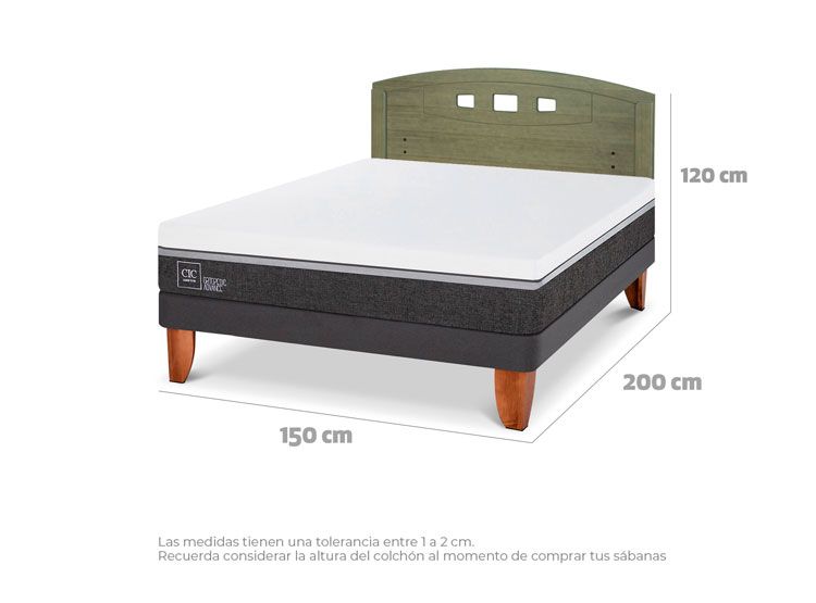 JUEGO DE DORMITORIO CIC CAMA EUROPEA ORTOPEDIC ADVANCE BN 2 PLAZAS + RESPALDO GALES OLIVO - 9