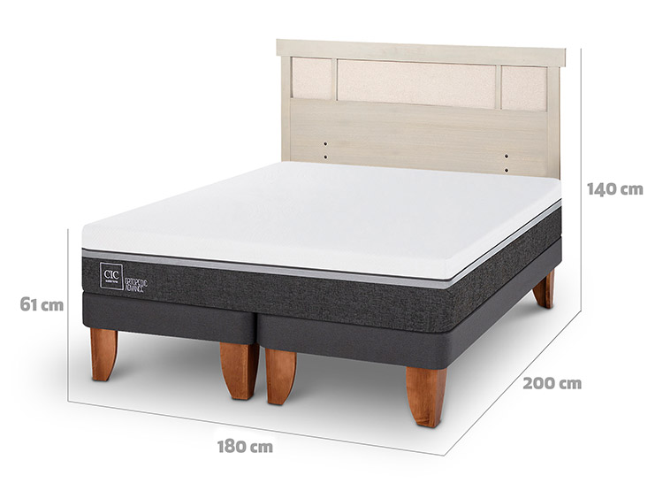 JUEGO DE DORMITORIO CIC CAMA EUROPEA ORTOPEDIC ADVANCE KING + RESPALDO DUBLIN ALPINO - 3