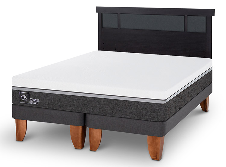 JUEGO DE DORMITORIO CIC CAMA EUROPEA ORTOPEDIC ADVANCE KING + RESPALDO DUBLIN NEGRO - 2