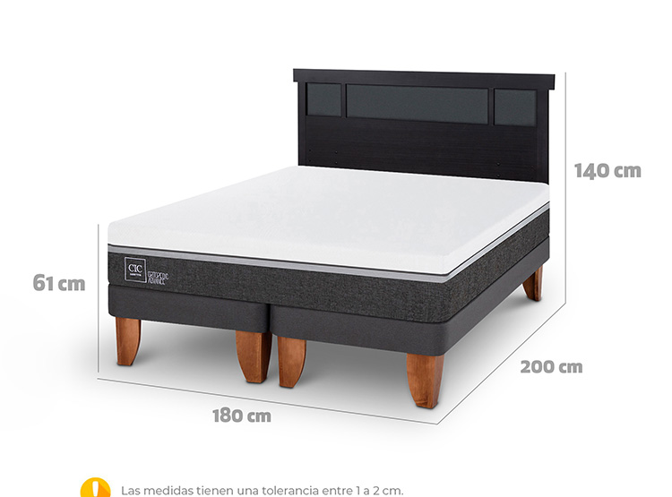 JUEGO DE DORMITORIO CIC CAMA EUROPEA ORTOPEDIC ADVANCE KING + RESPALDO DUBLIN NEGRO - 3
