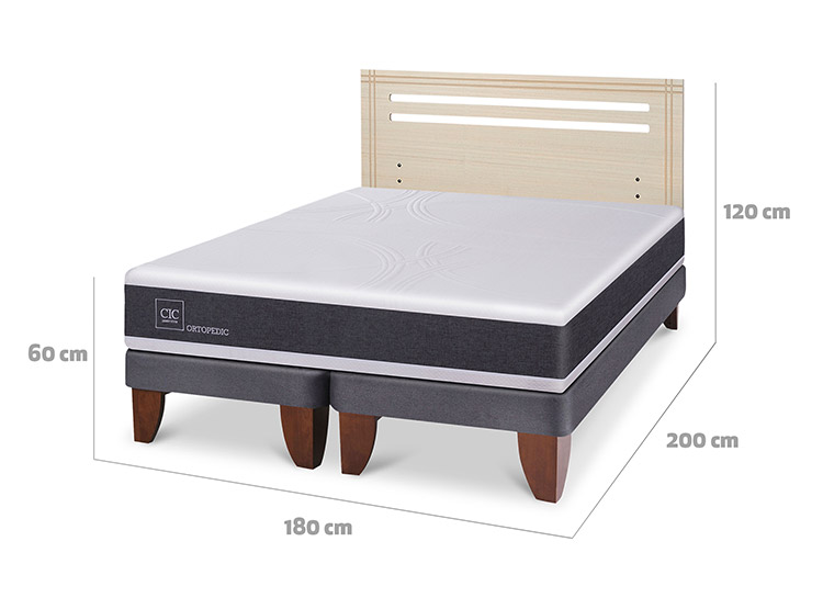 JUEGO DE DORMITORIO CIC CAMA EUROPEA ORTOPEDIC KING + RESPALDO DUBLIN ALPINO - 3