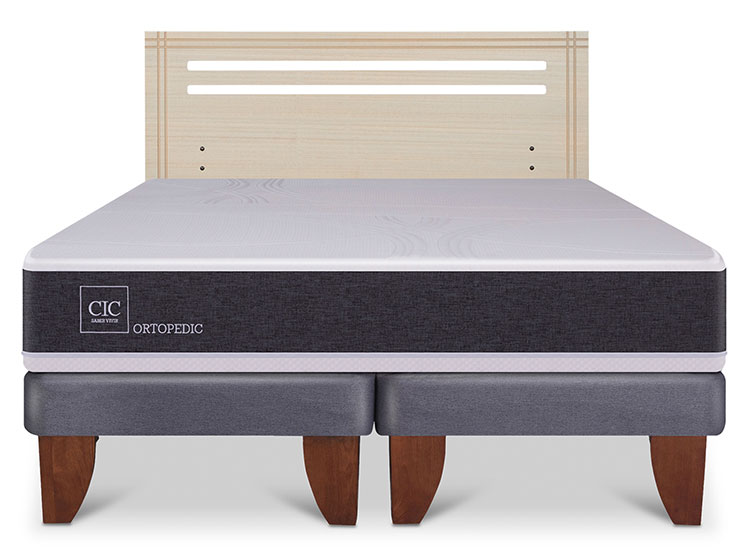 JUEGO DE DORMITORIO CIC CAMA EUROPEA ORTOPEDIC KING + RESPALDO DUBLIN ALPINO - 1