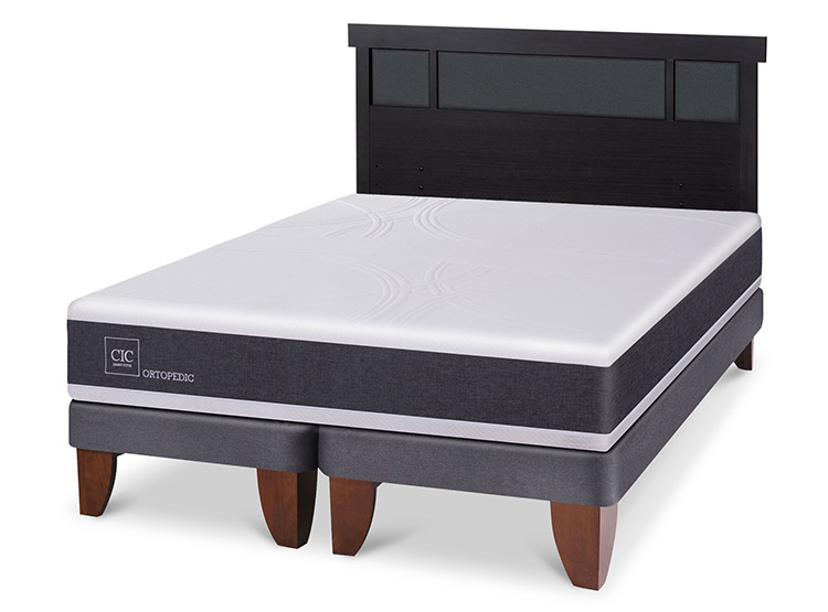 JUEGO DE DORMITORIO CIC CAMA EUROPEA ORTOPEDIC KING + RESPALDO DUBLIN NEGRO - 2