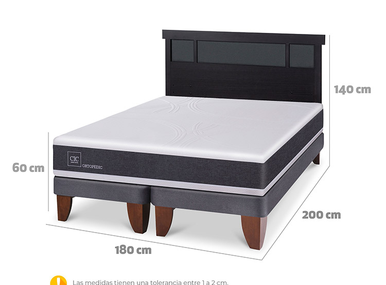 JUEGO DE DORMITORIO CIC CAMA EUROPEA ORTOPEDIC KING + RESPALDO DUBLIN NEGRO - 3