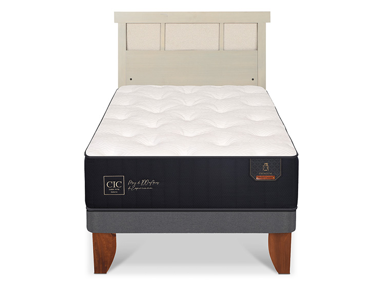 JUEGO DE DORMITORIO CIC CAMA EUROPEA PREMIUM 1.5 PLAZAS + RESPALDO DUBLIN ALPINO - 1