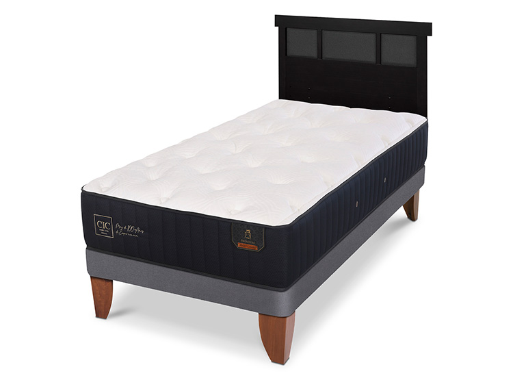 JUEGO DE DORMITORIO CIC CAMA EUROPEA PREMIUM 1.5 PLAZAS + RESPALDO DUBLIN NEGRO - 2