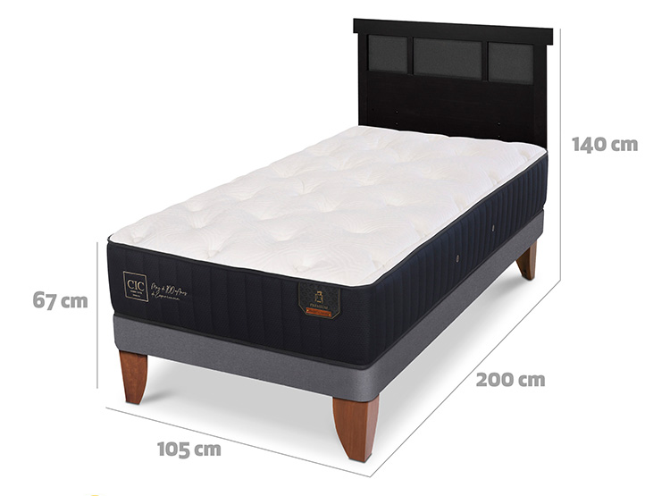 JUEGO DE DORMITORIO CIC CAMA EUROPEA PREMIUM 1.5 PLAZAS + RESPALDO DUBLIN NEGRO - 3