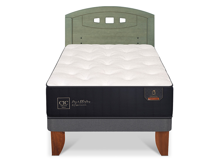 JUEGO DE DORMITORIO CIC CAMA EUROPEA PREMIUM 1.5 PLAZAS + RESPALDO GALES OLIVO - 1
