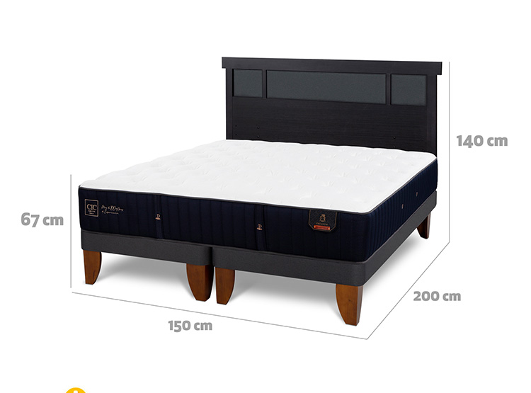JUEGO DE DORMITORIO CIC CAMA EUROPEA PREMIUM BD 2 PLAZAS + RESPALDO DUBLIN NEGRO - 3
