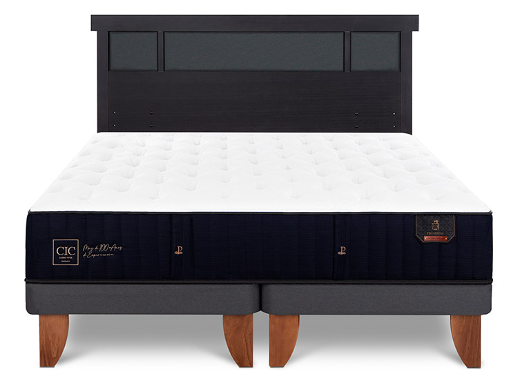 JUEGO DE DORMITORIO CIC CAMA EUROPEA PREMIUM BD 2 PLAZAS + RESPALDO DUBLIN NEGRO - 1