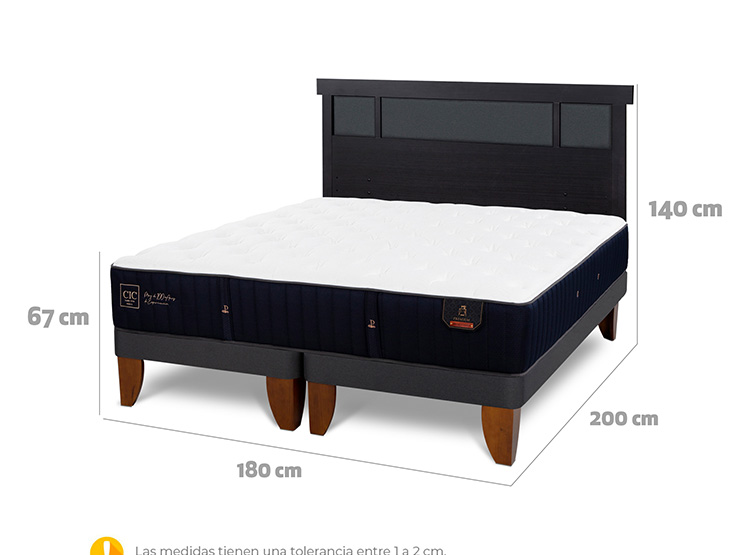 JUEGO DE DORMITORIO CIC CAMA EUROPEA PREMIUM KING + RESPALDO DUBLIN NEGRO - 3