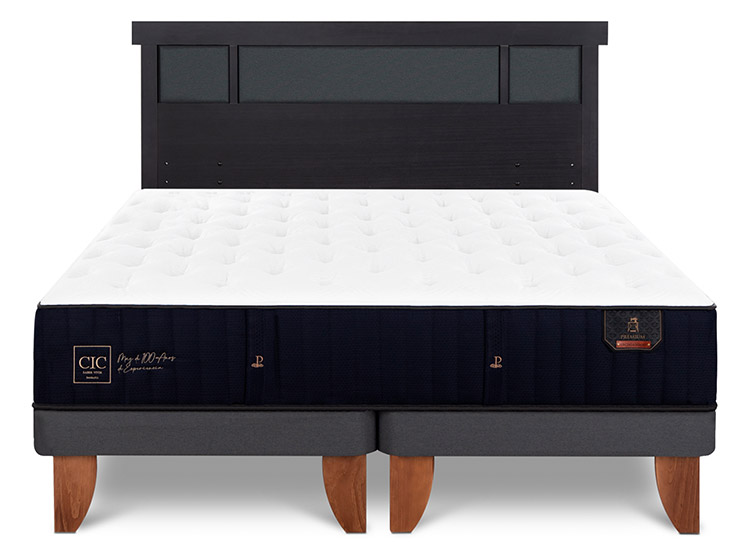 JUEGO DE DORMITORIO CIC CAMA EUROPEA PREMIUM KING + RESPALDO DUBLIN NEGRO - 1