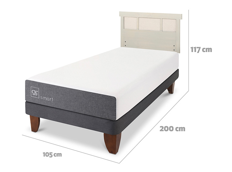 JUEGO DE DORMITORIO CIC CAMA EUROPEA SMART 1.5 PLAZAS + RESPALDO DUBLIN ALPINO - 3