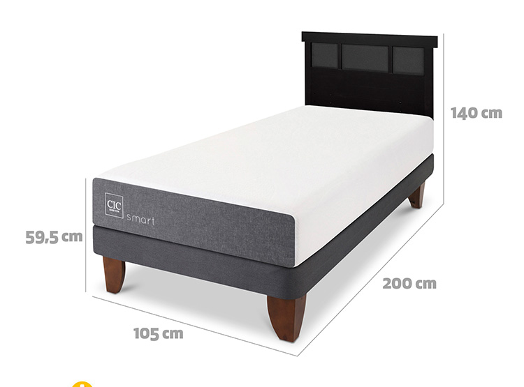 JUEGO DE DORMITORIO CIC CAMA EUROPEA SMART 1.5 PLAZAS + RESPALDO DUBLIN NEGRO - 3