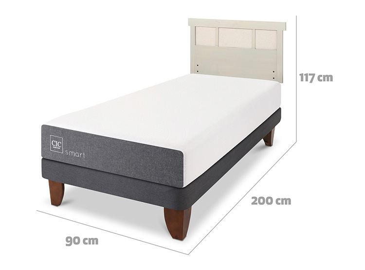 JUEGO DE DORMITORIO CIC CAMA EUROPEA SMART 1 PLAZA + RESPALDO DUBLIN ALPINO - 3
