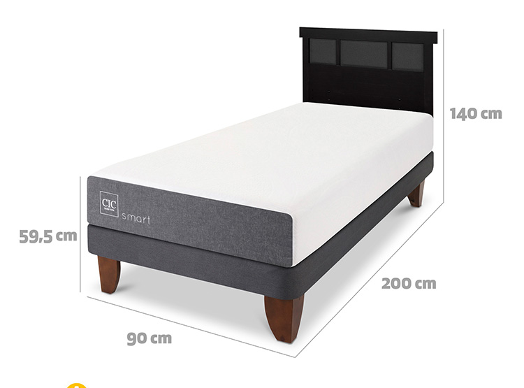JUEGO DE DORMITORIO CIC CAMA EUROPEA SMART 1 PLAZA + RESPALDO DUBLIN NEGRO - 3